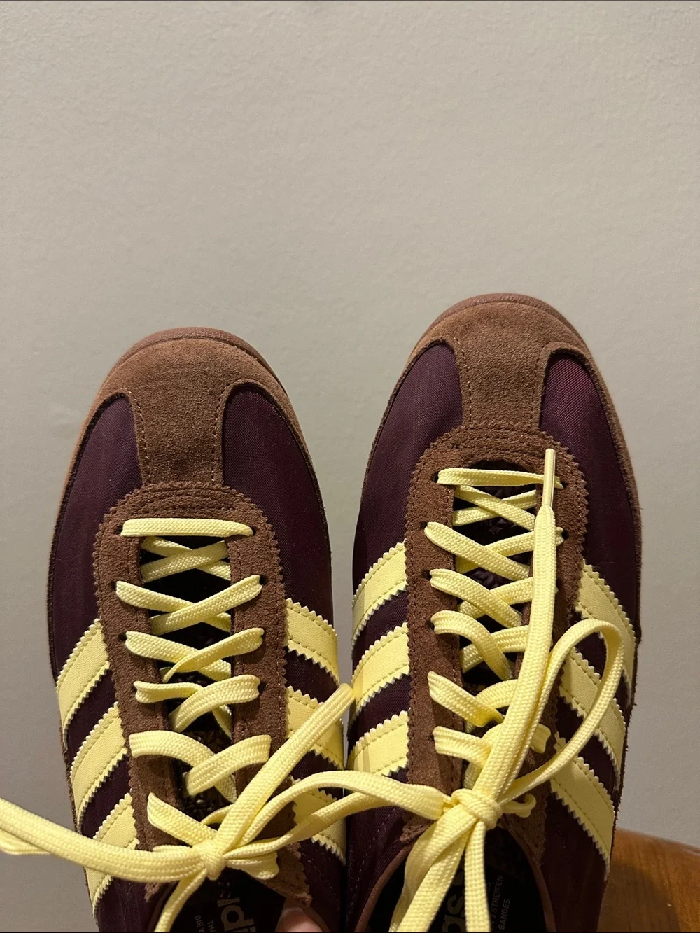 adidas Burgundy and Yellow Retro Runner Sneakers - Picture 4 of 7